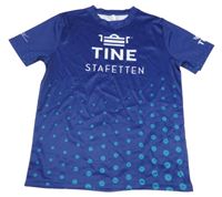 Tmavomodré sportovní funkční tričko s nápisy 