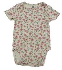 Béžové žebrované body s květinami HEMA