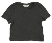 Tmavosivé rebrované crop tričko H&M