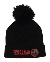 Černá pletená čepice s nápisem a výšivkou - Spiderman 
