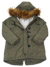Khaki šusťáková zimní parka s kapucí Topolino