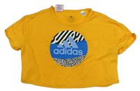 Oranžové crop tričko s logem Adidas