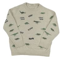 Svetlobéžový sveter s dinosaurami H&M
