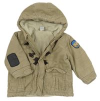 Béžová manšestrová zimní bunda s kapucí C&A