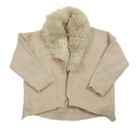 Pudrový prepínaci sveter s kožešinou River Island