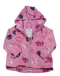 Ružová šušťáková lehce zateplená bunda s jablky a kapucňou Topomini
