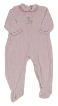 Světlerůžový sametový overal s miminem a límečkem 