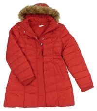 Červený šusťákový zimní kabát s kapucí Bluezoo