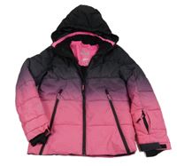 Černo-růžová šusťáková funkční lyžařská bunda s kapucí C&A