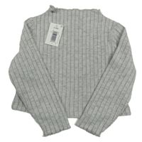 Nové - světlešedé melírované žebrované úpletové mikinotriko Matalan