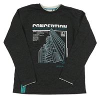 Tmavošedé triko s potiskem