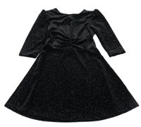 Čierne zamatové trblietavé šaty Dopodopo