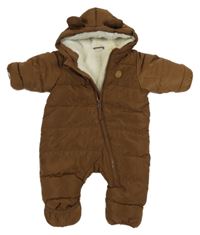 Hnedá šušťáková zimná kombinéza s kapucňou H&M