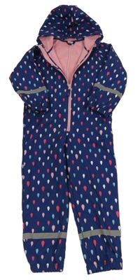 Tmavomodro-barevná softshellová kombinéza s kapkami a kapucí Kiki&Koko