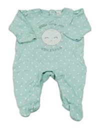 Mentolový bodkovaná ý overal so slniečkom a nápisom C&A