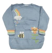 Svetlomodré svetrové šaty s obrázkami Next