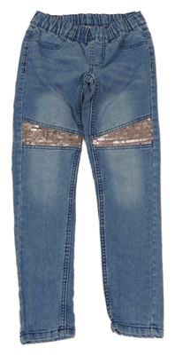 Modré džegíny s flitry Y.F.K.