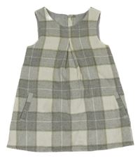 Sivo-biele kockované vlnené šaty Nutmeg