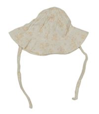 Biely plátenný zavazovací klobúk s kvietkami H&M