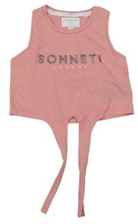 Svetloružový crop top s logom Sonneti