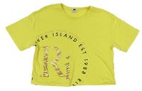 Žlté crop tričko s nápisom River Island