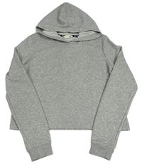 Sivá melírovaná crop mikina s kapucňou H&M