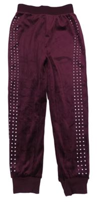 Vínové sametové kalhoty se cvočky George 