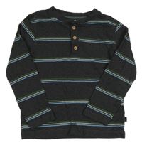 Tmavošedé triko s proužky a knoflíky Leigh Tucker