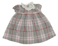 Sivo-ružové kockované plátenné šaty s golierikom Nutmeg