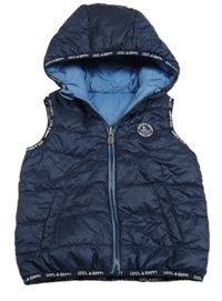 Tmavomodrá šušťáková obojstranná vesta s kapucňou C&A