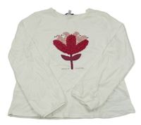 Bílé triko s květem Okaidi