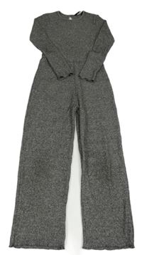 Sivo-biely melírovaný žebovaný pletený nohavicový overal George