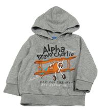 Sivá mikina s lietadlom  a kapucňou C&A