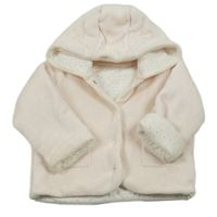 Světlerůžovo-bílý pruhovaný sametový zateplený kabátek s kapucňou M&S