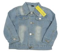 Nové - Svetlomodrá rifľová bunda s vyšúchaním Shein