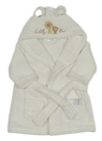 Biely chlpatý župan so zvieratkami a kapucňou