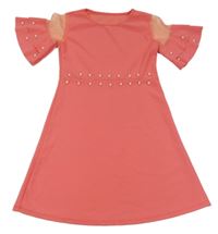 Korálové šaty s perlami