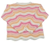 Farebný pruhovaný sveter s dirkovaným vzorom Shein