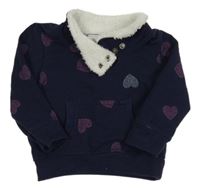 Tmavomodrá mikina so srdiečkami a golierom Topolino