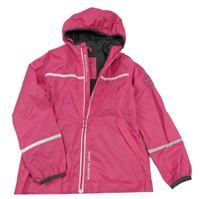 Fuchsiová šusťáková jarní outdoorová bunda s pruhy a kapucí Bodyguard 