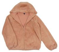 Růžová kožešinová bunda s kapucí Kiabi 