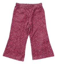 Růžové sametové kalhoty s kytičkami Mothercare