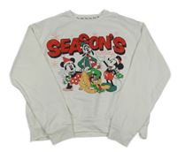 Biela crop oversize mikina s Mickeym Disney