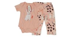 Nové - 2set - Broskvové body se zajíčkem + capri legíny 