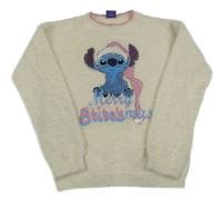 Smotanový chlpatý sveter so Stitchem Disney