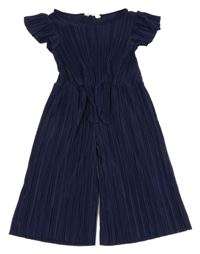 Tmavomodrý plisovaný culottes overal H&M