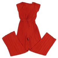 Červený plisovaný nohavicový overal H&M