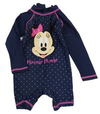 Tmavomodrý bodkovaný UV overal s Minnie Disney