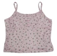 Svetloružový crop top s kvietkami Shein