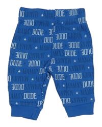 Modré tepláky s nápismi